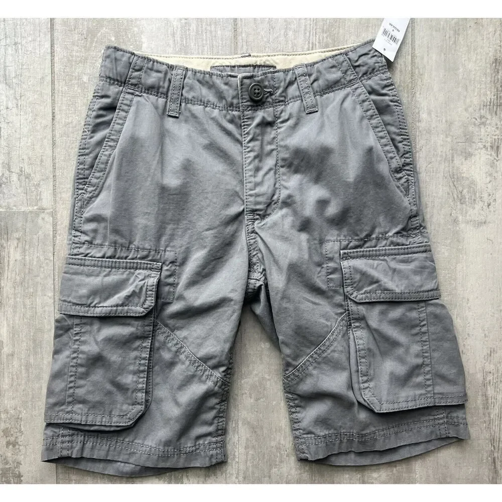 GAP Kids Boys Ranger Cargo Shorts NEW Shadow Gray Casual Cotton 8 Regular